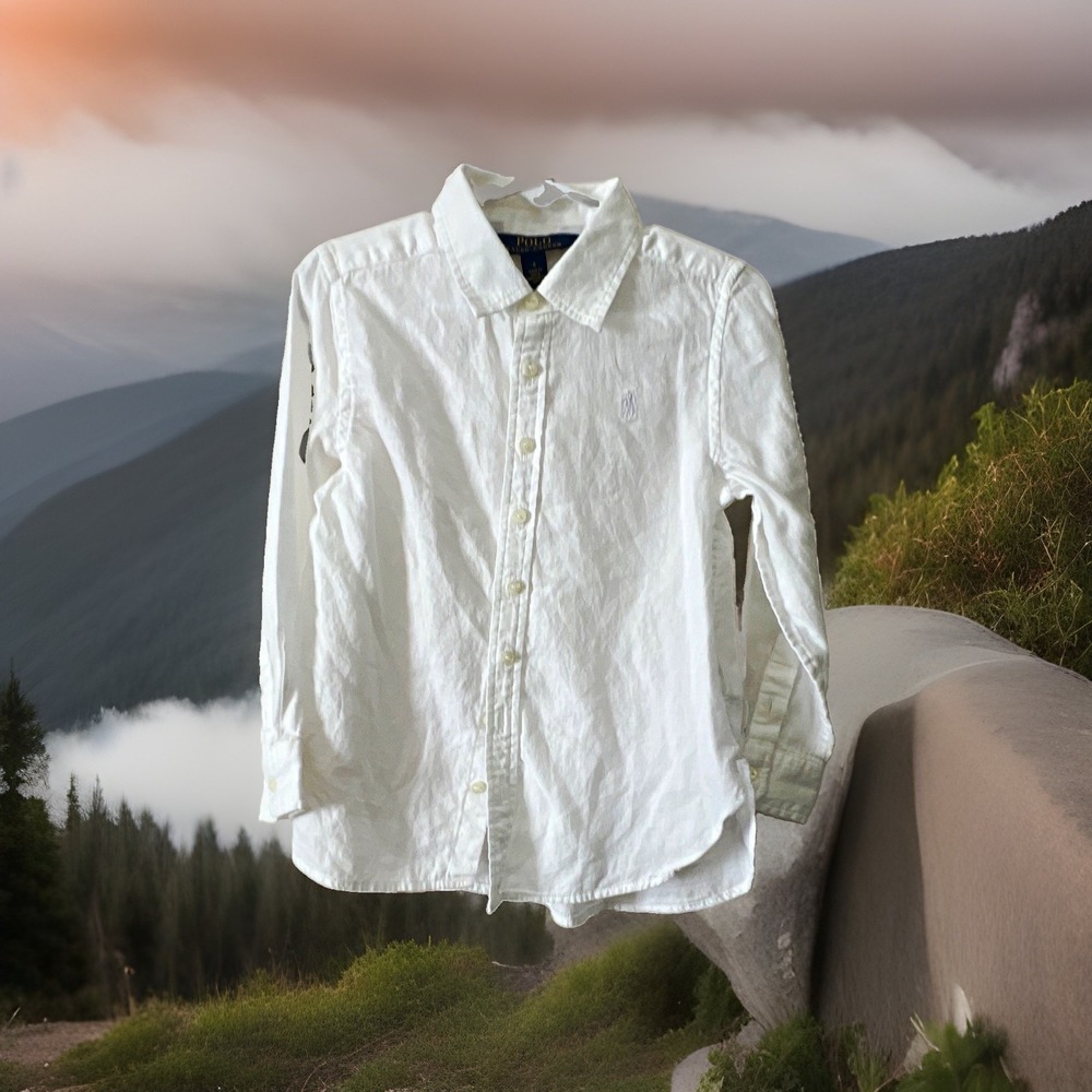 Polo Ralph Lauren Boys or girls Dress Shirt Long Sleeve Size 4 White Cotton